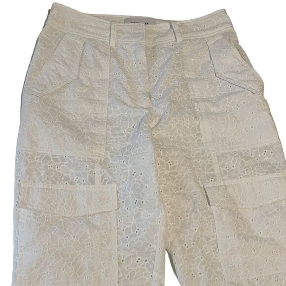 Derek Lam 10 Crosby Mila White Eyelet Cargo Utility Pants Size 8 - Picture 3 of 13